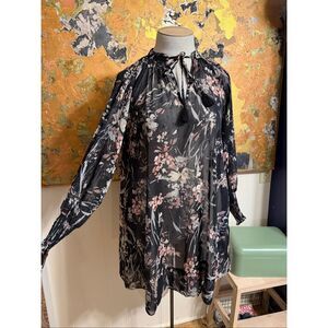 NWOT? BTFL- life Sheer Sparkling Black Floral Dress S